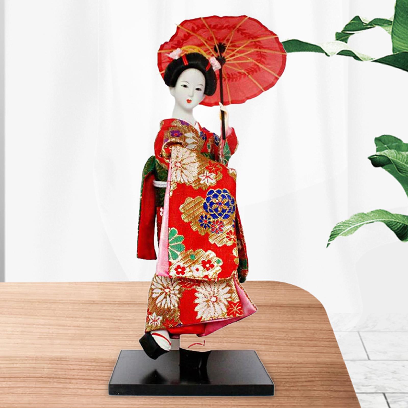 12in Japanese Geisha Handicraft Kimono Dolls Shelf Decor