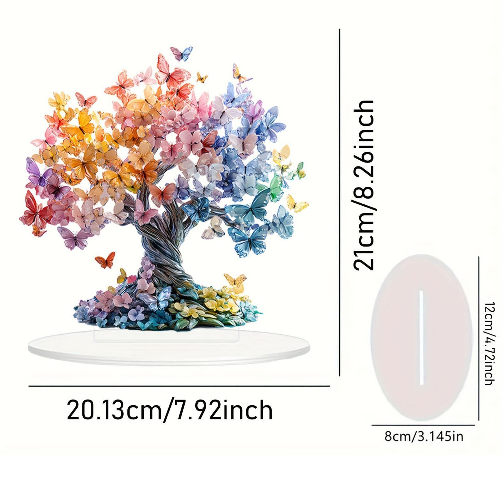 Lucky Tree Table Ornament with Base Multifunctional 2D Flat Acrylic Figurine