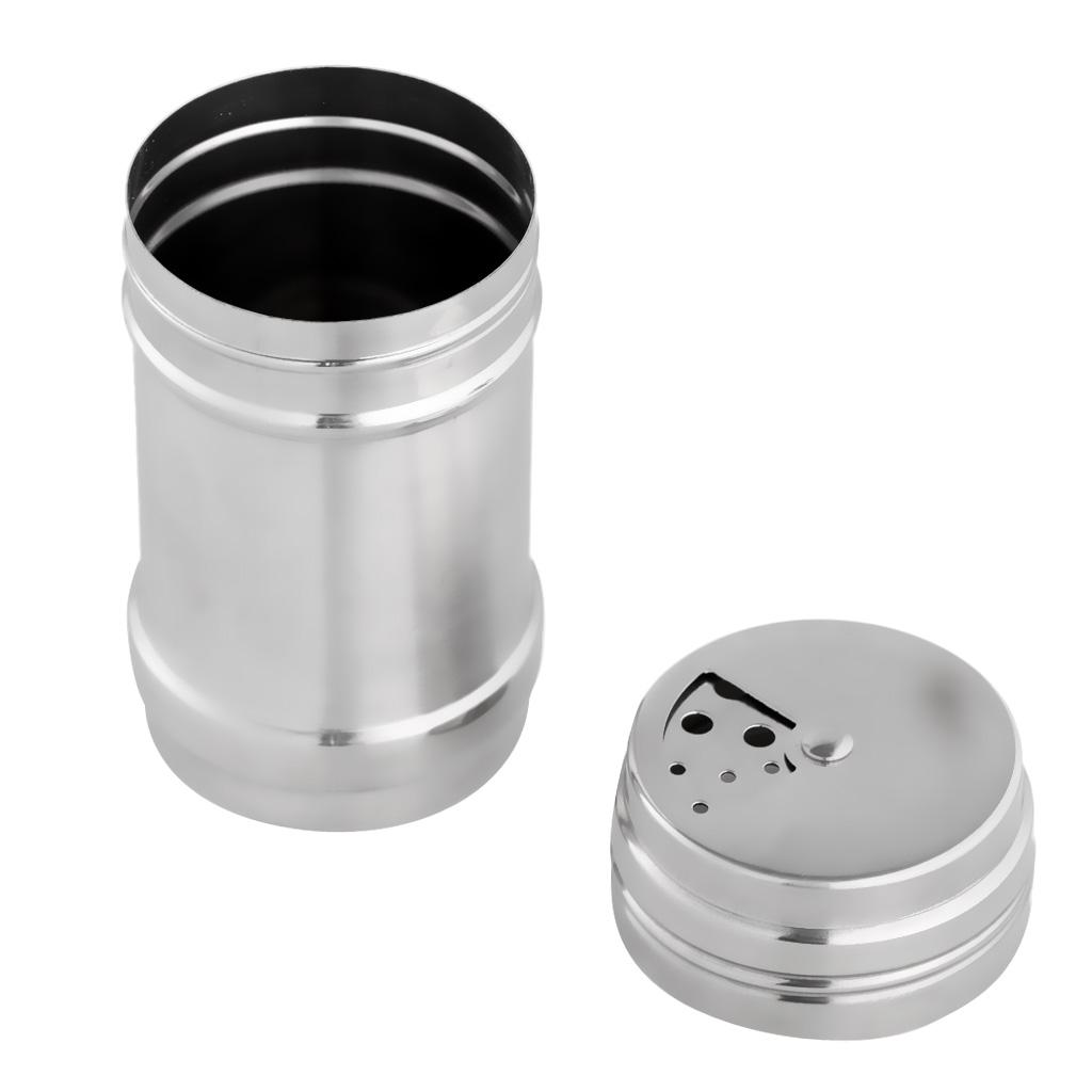 Salt Pepper Shaker Jar Stainless Condiment Dispenser 2pcs S