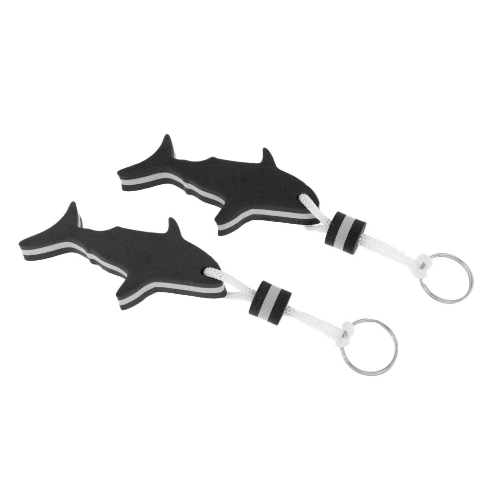 2x2 Pieces Shark Shaped EVA Floating Keychain Keyring Water Key Float Black