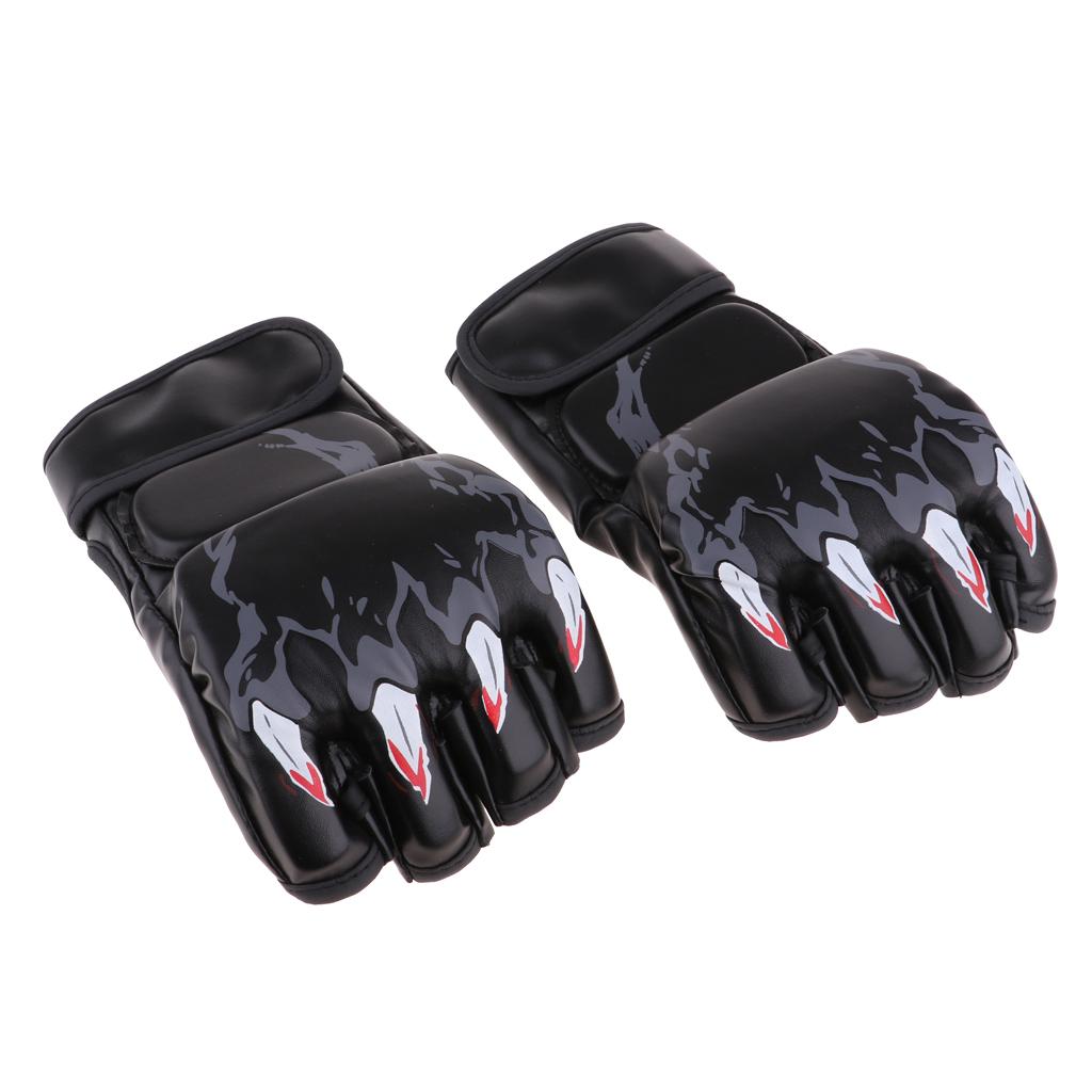 Half Finger Boxing Punching Gloves Combat Sparring Grappling MItts Black1