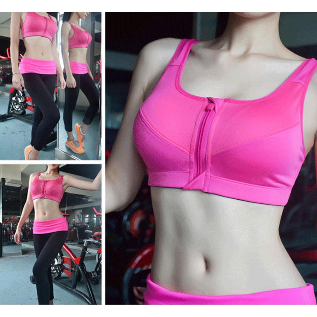 Women Sports Bra High Impact Support Workout Yoga Shock Absorber Jacinth XL