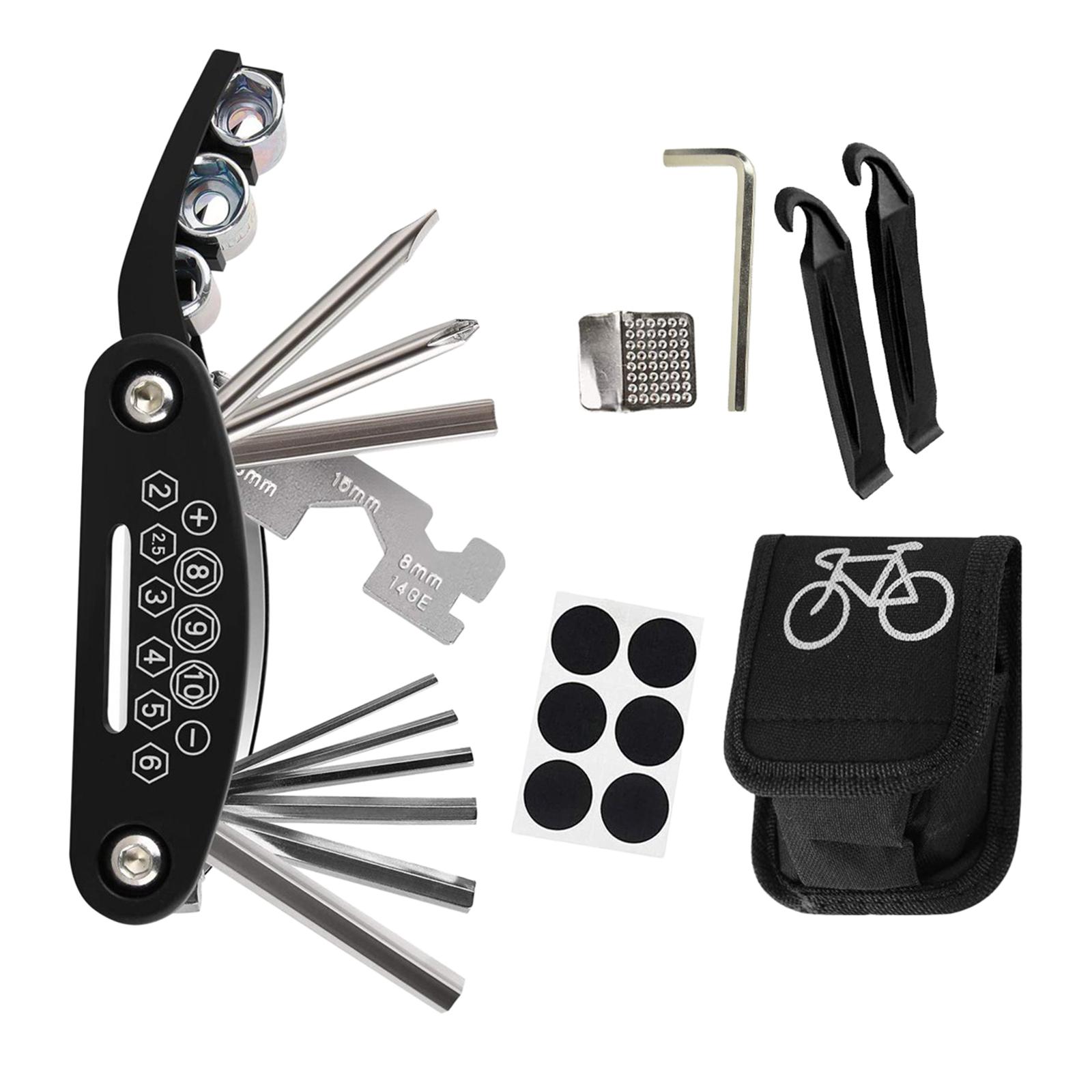 16 in 1 Multi-Function Bicycle Repair Tool Kit Cycling Mechanic Repair Tool Round 14x10x4CM