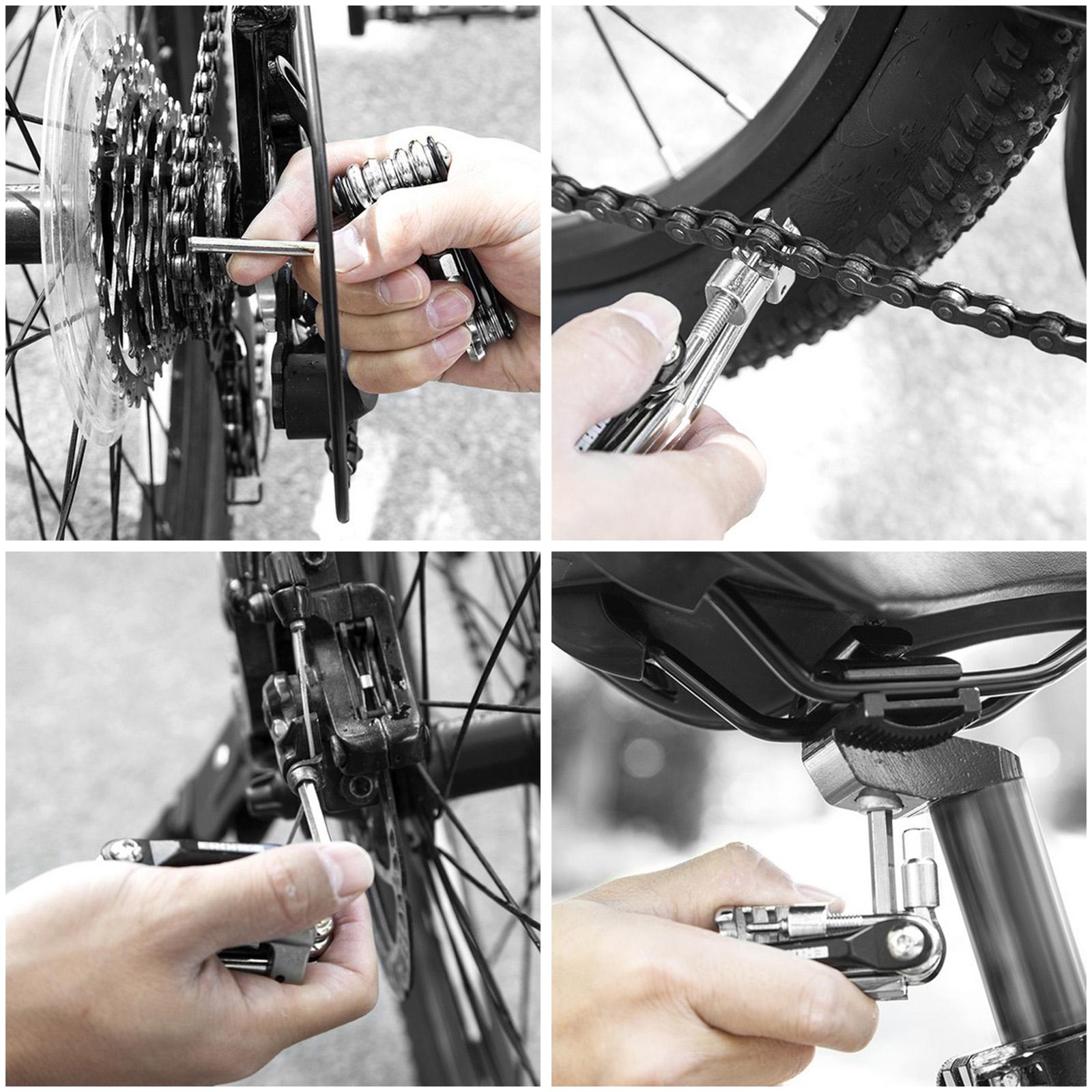 Portable Multifunction Bicycle Repair Tool Set 11 in 1 for Motorcycle black