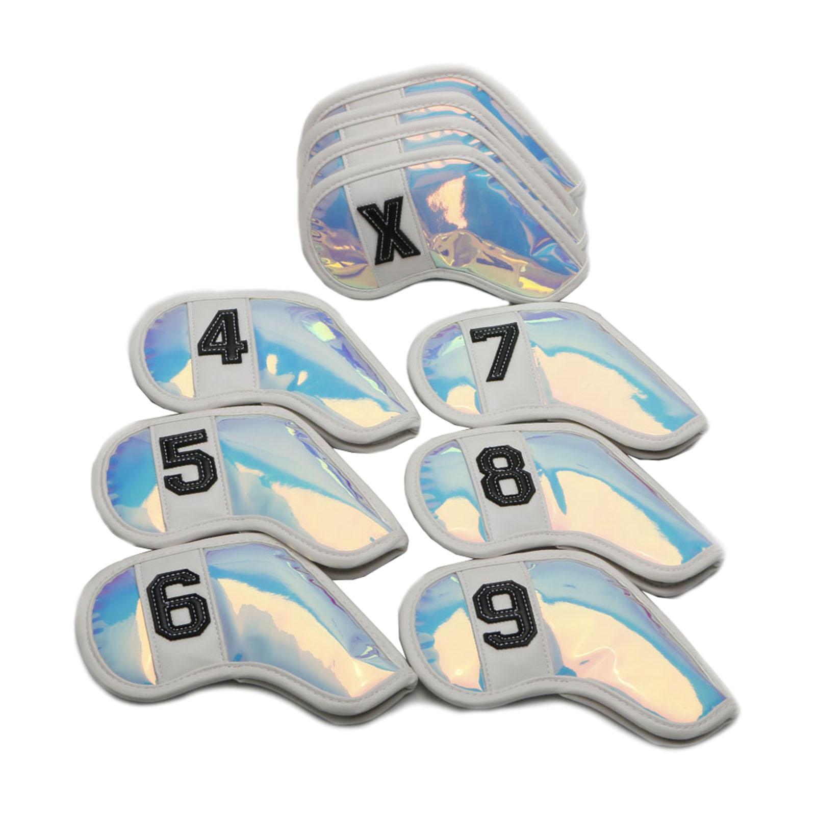 10Pcs Club Head Covers with Number Embroidery Golf Iron Headcover White