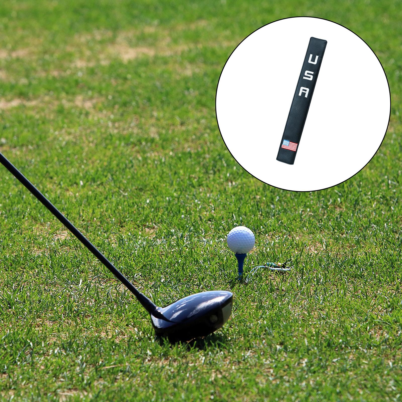 Golf Alignment Stick Cover four clover High Quality Leather black