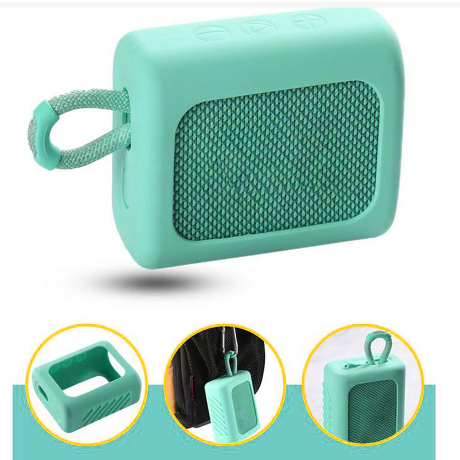 Speaker Silicone Case with Bag Hook Speaker Accessories Portable for Go3 Light Green