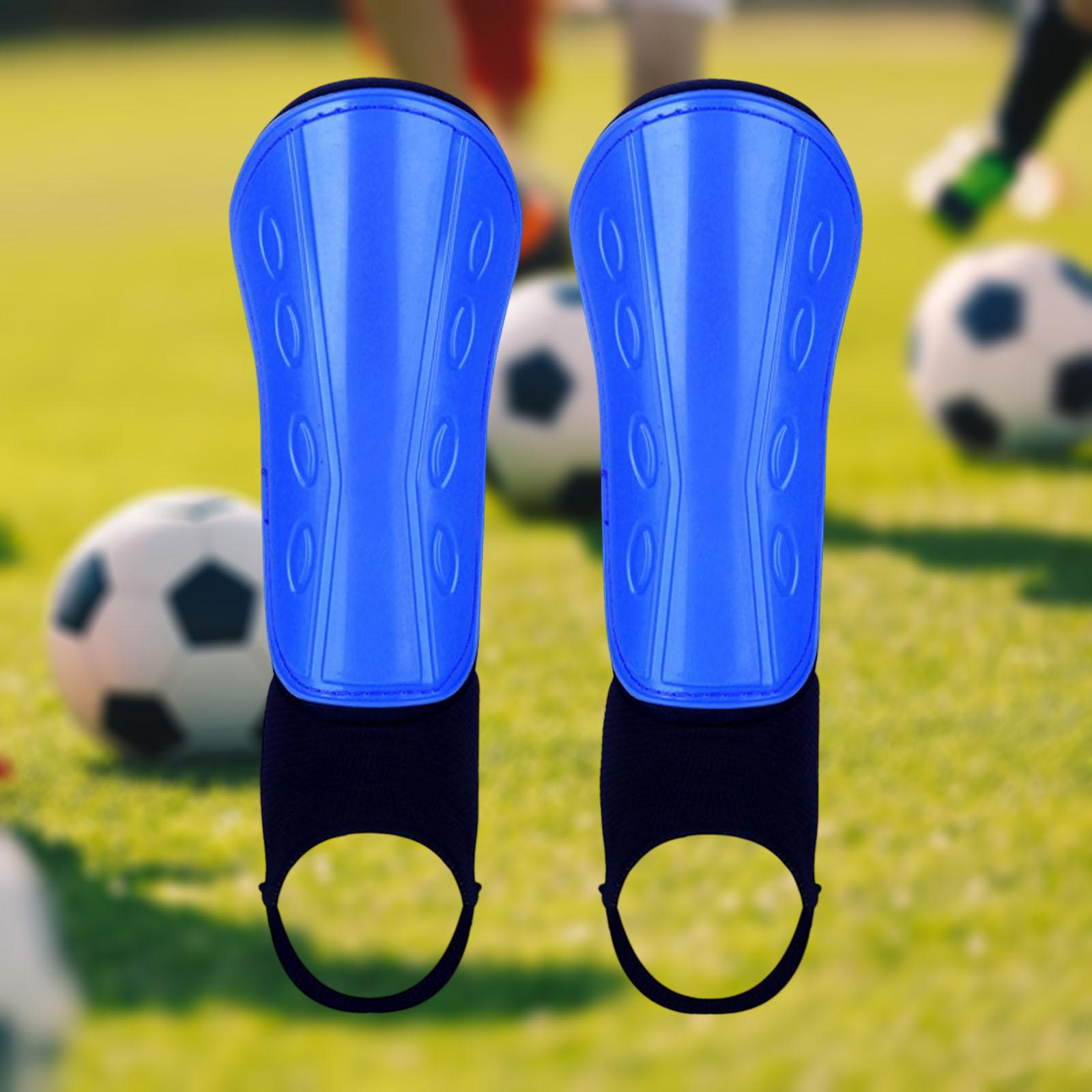 1 Pair Football Shin Guards Adult Youth Adjustable Straps Durable Shin Pads Junior Blue 