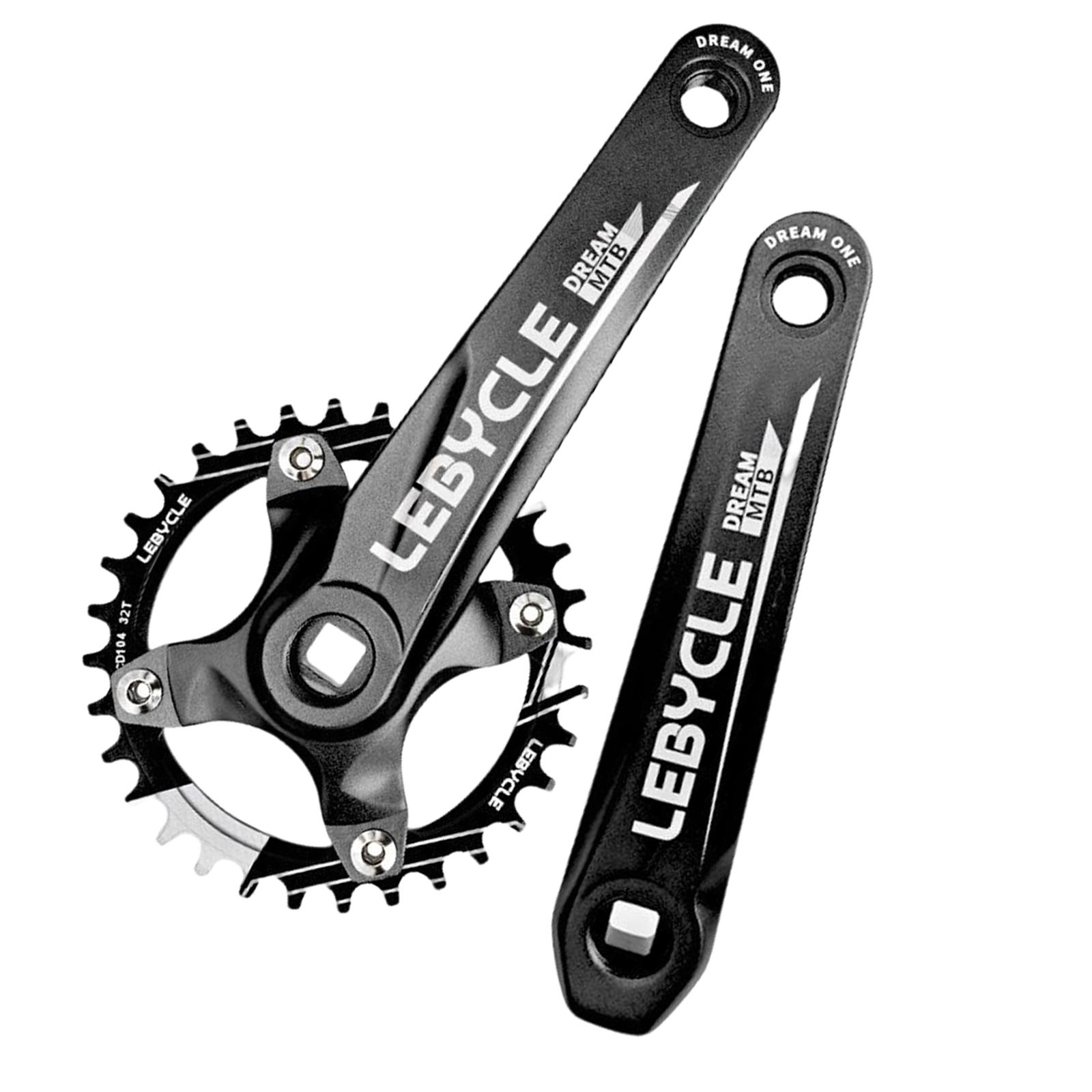 Mountain Bike Crankset 170mm Square Taper Aluminum Alloy Black Crankset 32T