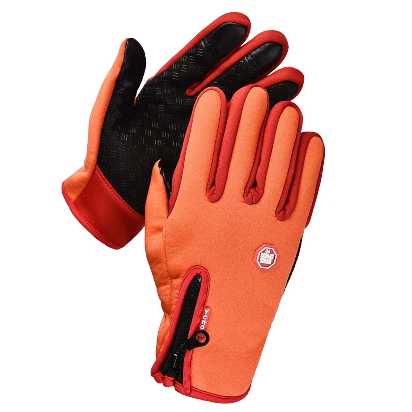 Winter Gloves Nonslip Thermal Gloves for Outdoor Running Sports Motorcycle Orange S