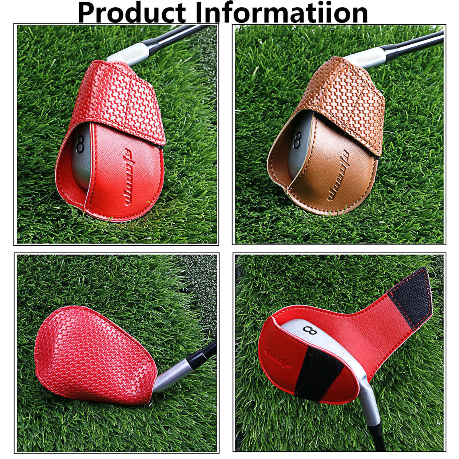 Golf Head Covers PU Portable Protector for Athlete Travel Golf Training Red Large