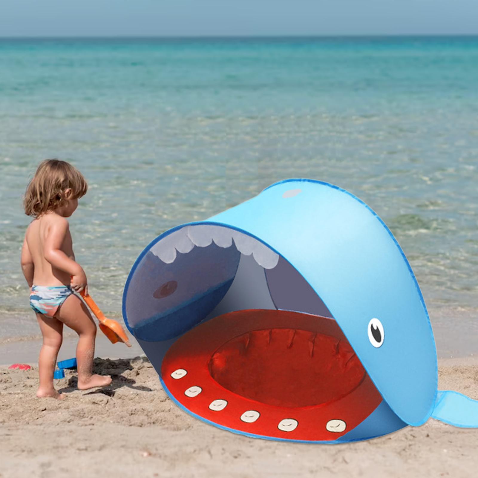 Beach Tent with Baby Pool Shade for Picnic Summer blue fish