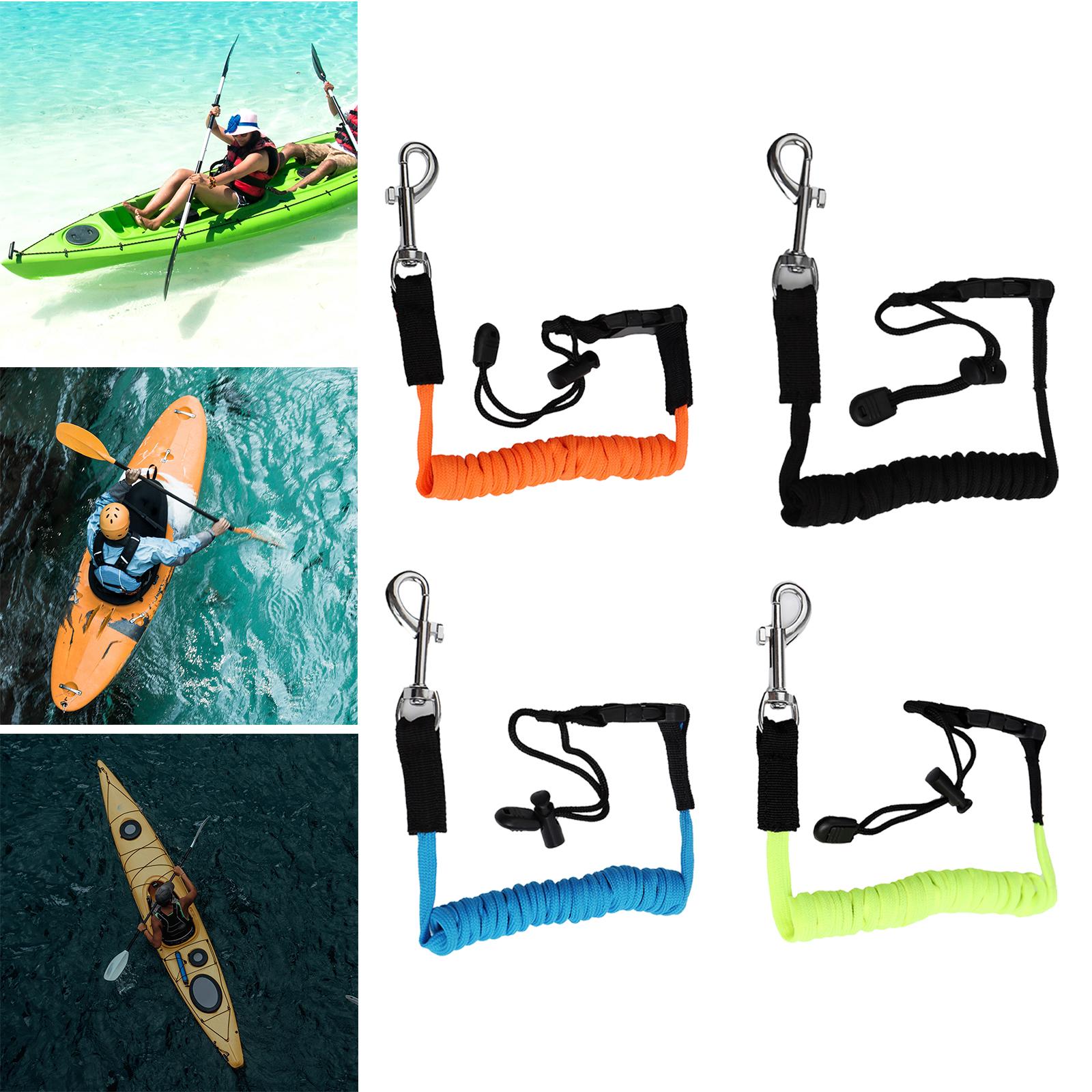 Canoe Kayak Paddle Leash Strap with Carabiner Elastic Surfboard Surfing Rope Orange