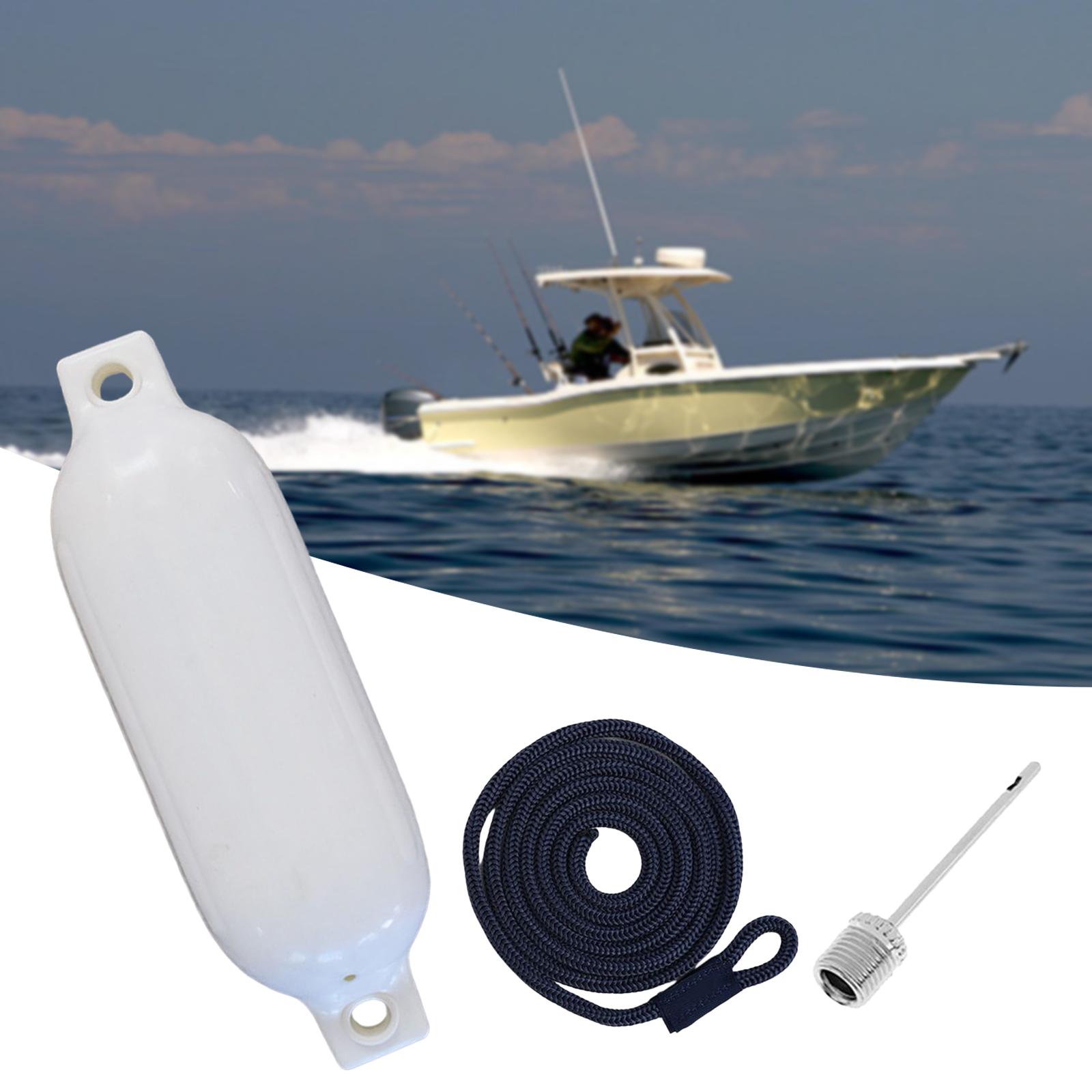 Boat Bumpers Shield Protection with Inflatable Needles Sailboats Marine Dock White Black Rope