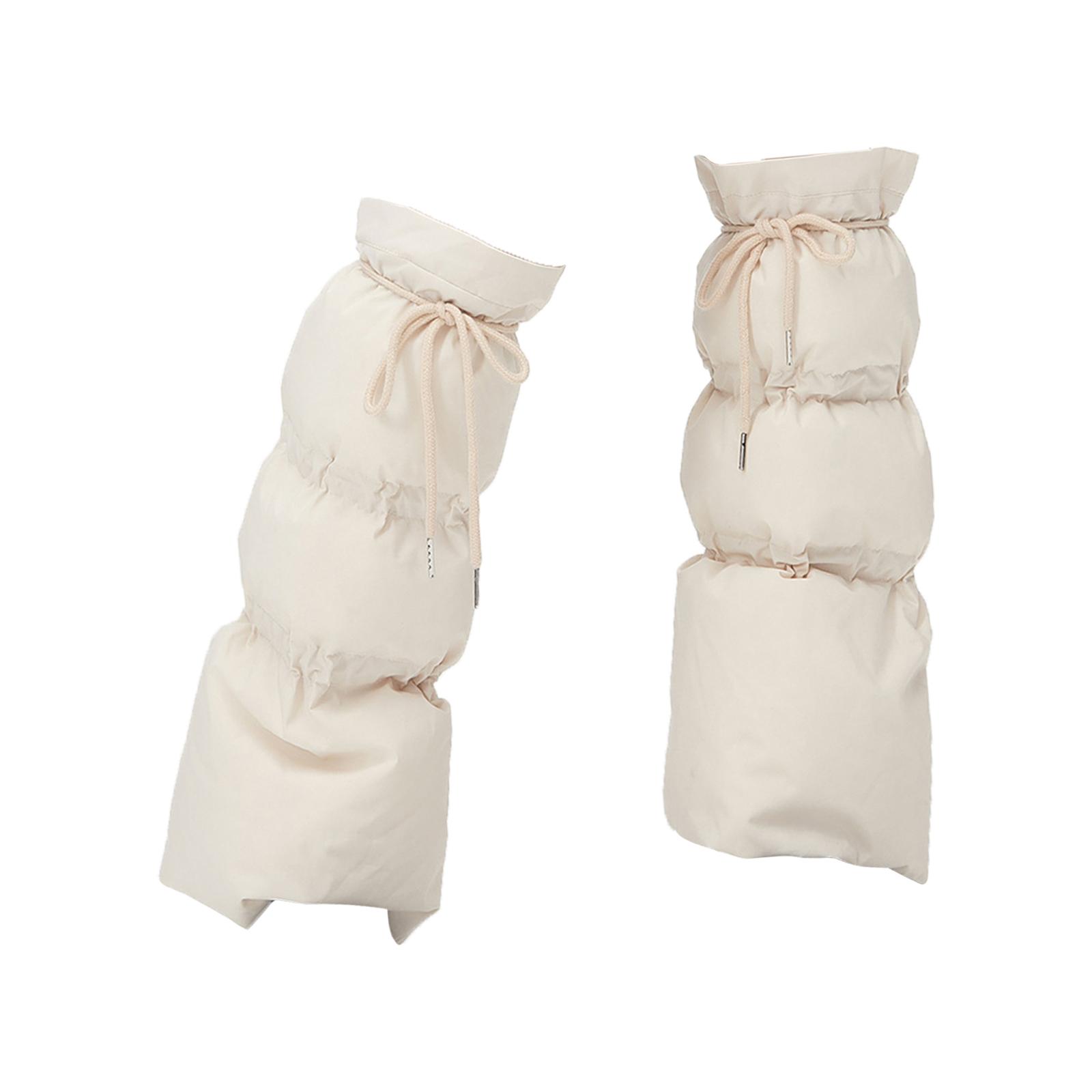 Winter Padded Leg Warmers Beige White