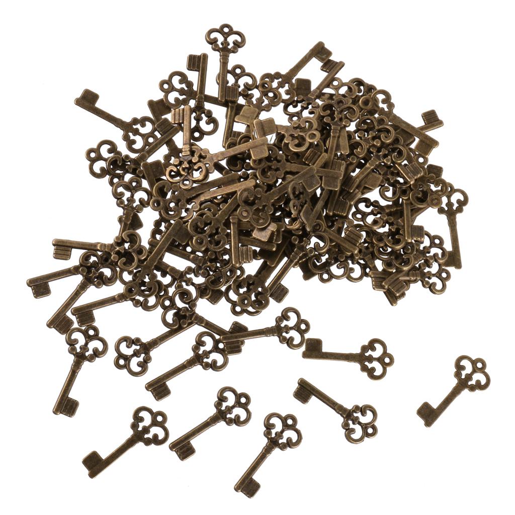 100pcs Antique Bronze Key Pendants Charms Jewelry Craft 21*10mm