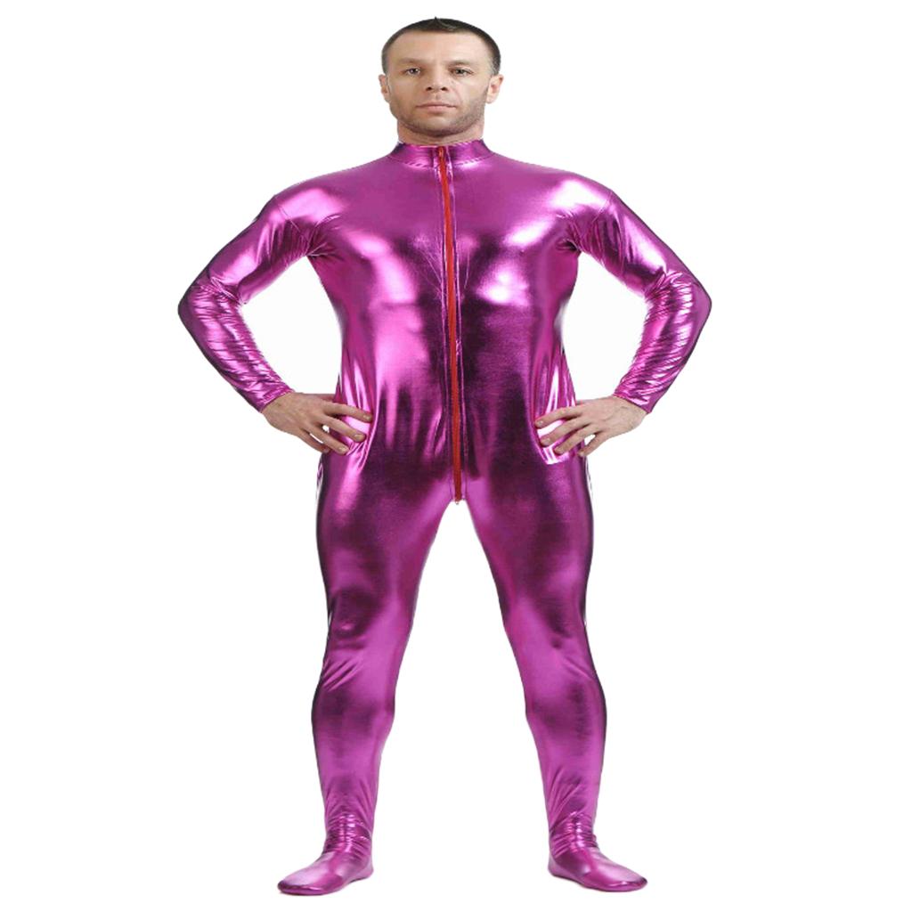 Shiny Spandex Full Body Suit Second Skin Bodysuit Zentai Unitard Fushcia S