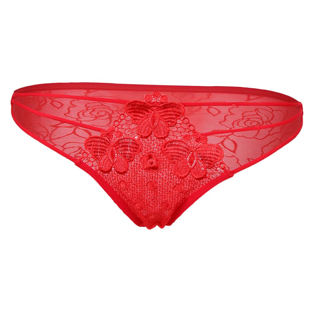 Women's Soft Underpants Mesh Underwear Ladies Lingerie Bikini Panties Red