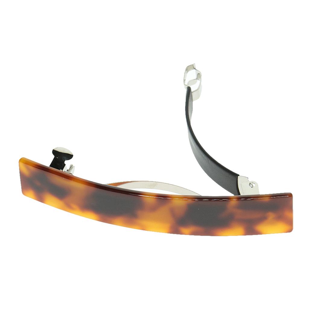 5xFrench Style Acetate Leopard Automatic Barrette Ponytail Holders Brown