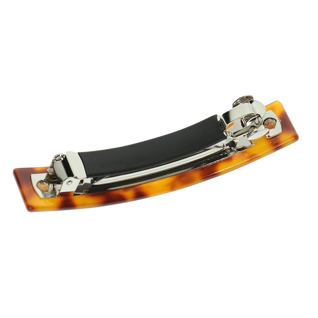 2xFrench Style Acetate Leopard Automatic Barrette Ponytail Holders Brown