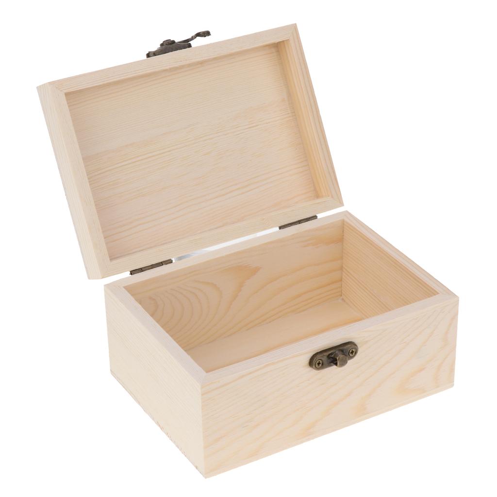 Wooden Jewelry Chest Unpainted Gadgets Accessories Organizing Box DIY Case