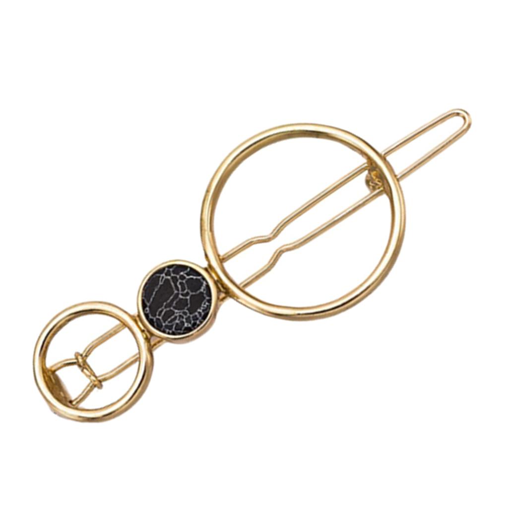 Geometric Metal Hair Clip Ponytail Holder Hair Accessory Double Hoop Black