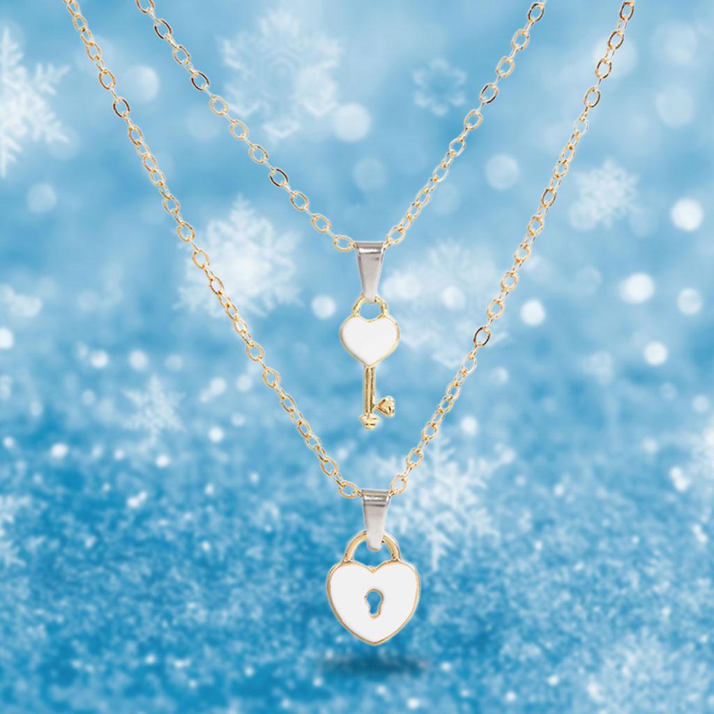 Couple Pendant Necklaces Romantic Heart Shaped for Lovers Anniversary  White