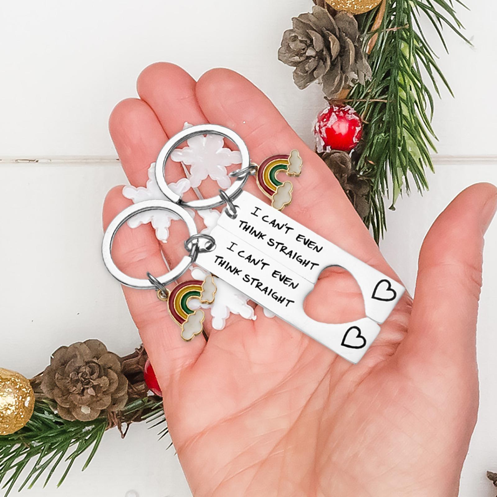 2Pcs Matching Couple Keychains Keyrings for Valentine Birthday Anniversary