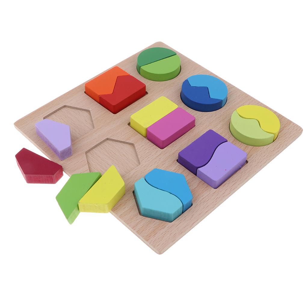 Montessori Wooden Geometry Puzzle Kids Early Educational Toy Set Bisection