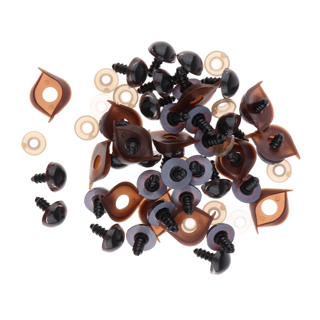 100pcs Safety Doll Eyes for DIY Teddy Bear Doll Toy Washers 14mm Brown 