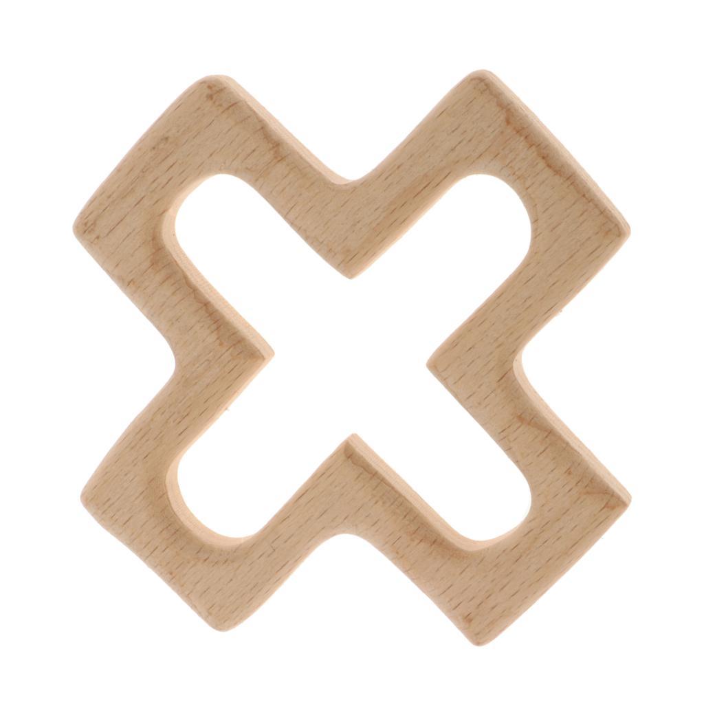 Natural Wooden Baby Teether Teething Toy Gift  Cross