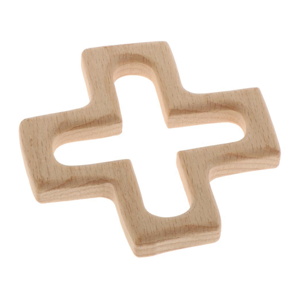 5xNatural Wooden Baby Teether Teething Toy Gift  Cross