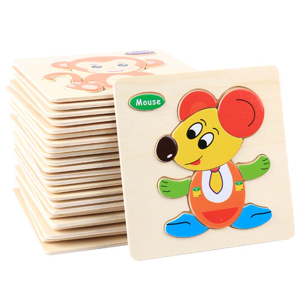 10x Wooden Puzzles Wooden Jigsaw Puzzle Animal Shape Montessori Toy