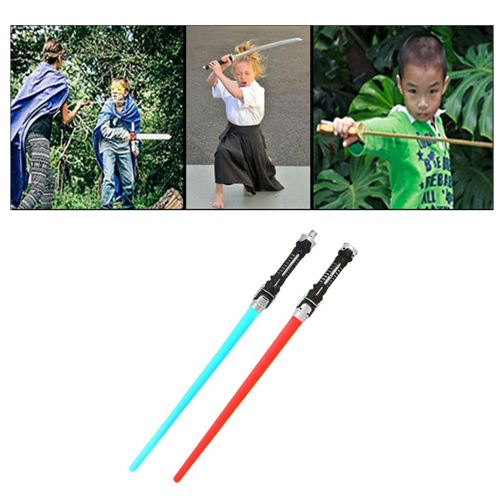 2 Pcs Attachable Light Up Saber Flashing Sword Toy with Sound 1 Blue 1 Red