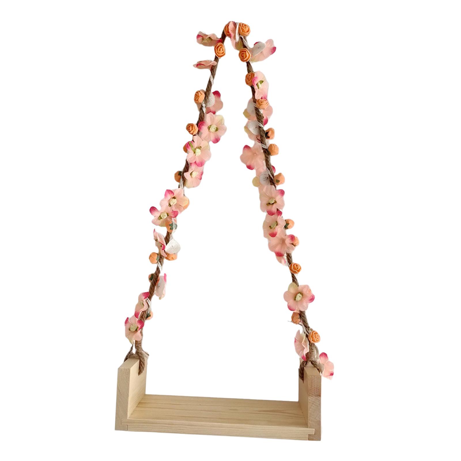 Wooden Swing Photo Prop with Flower Vine