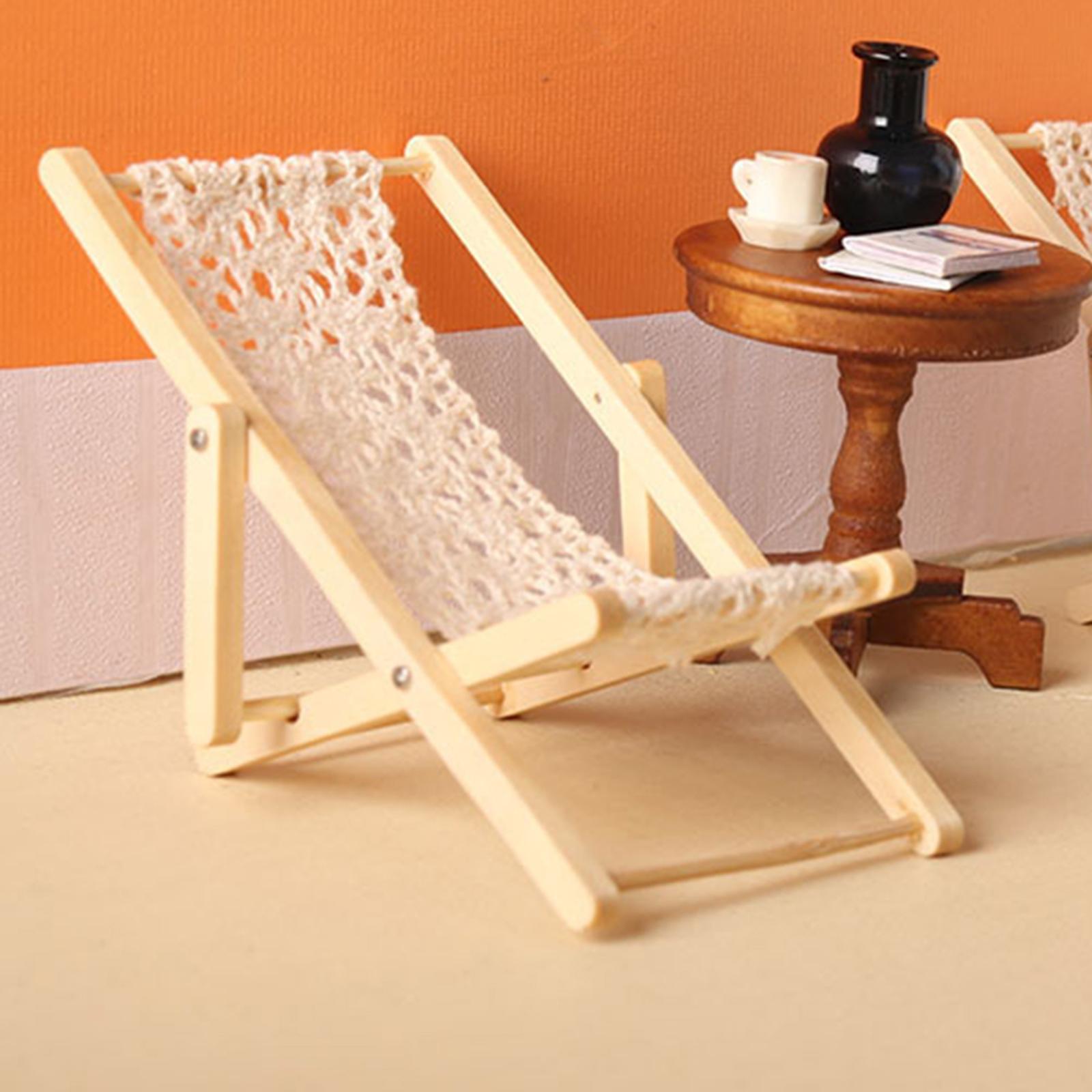 2xDollhouse Lounge Chair 1:12 Ornament Gifts Photo Props simulated deck Chair