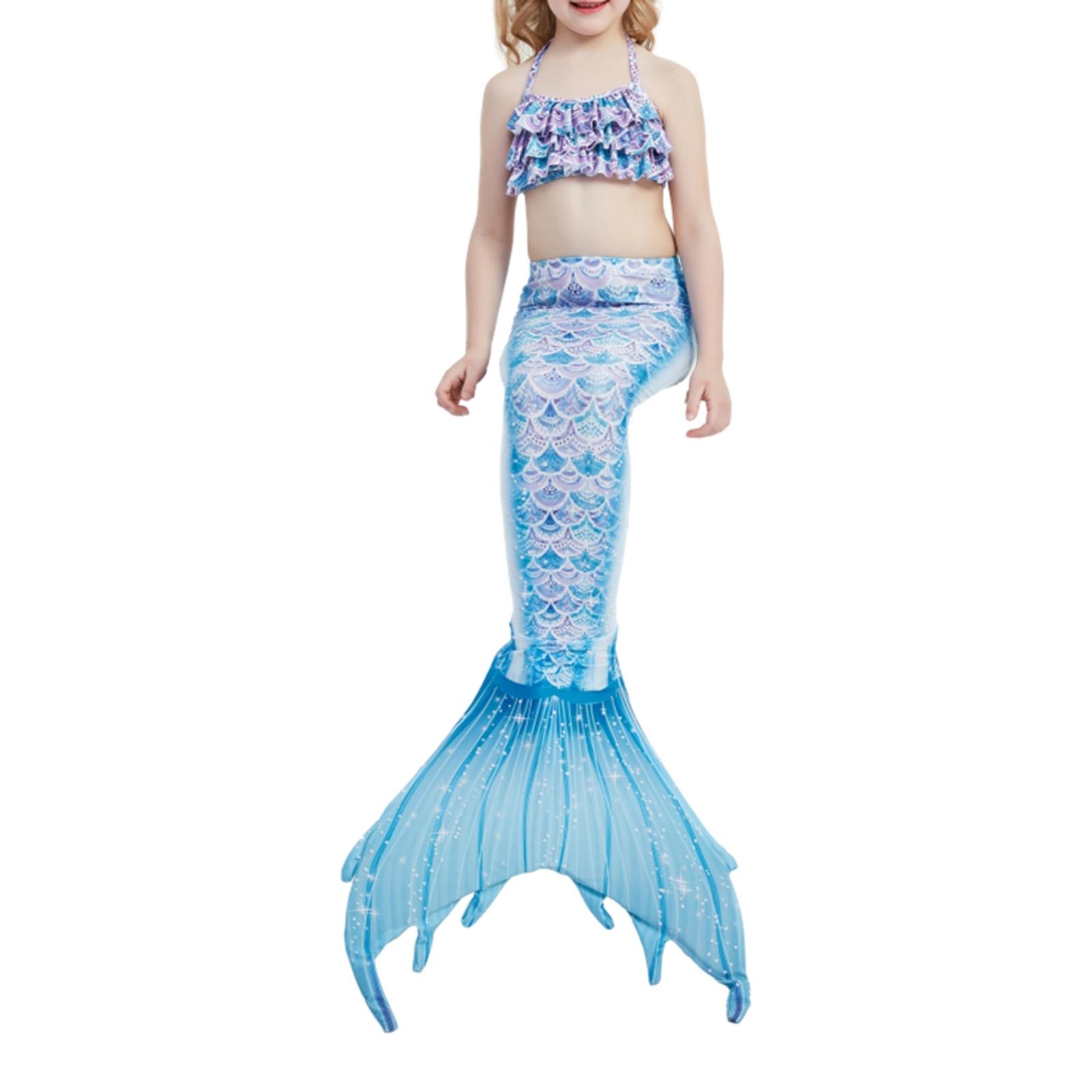 Mermaid Tail Costume Comfortable to Wear Beachwear Vacation Swimming Costume Blue