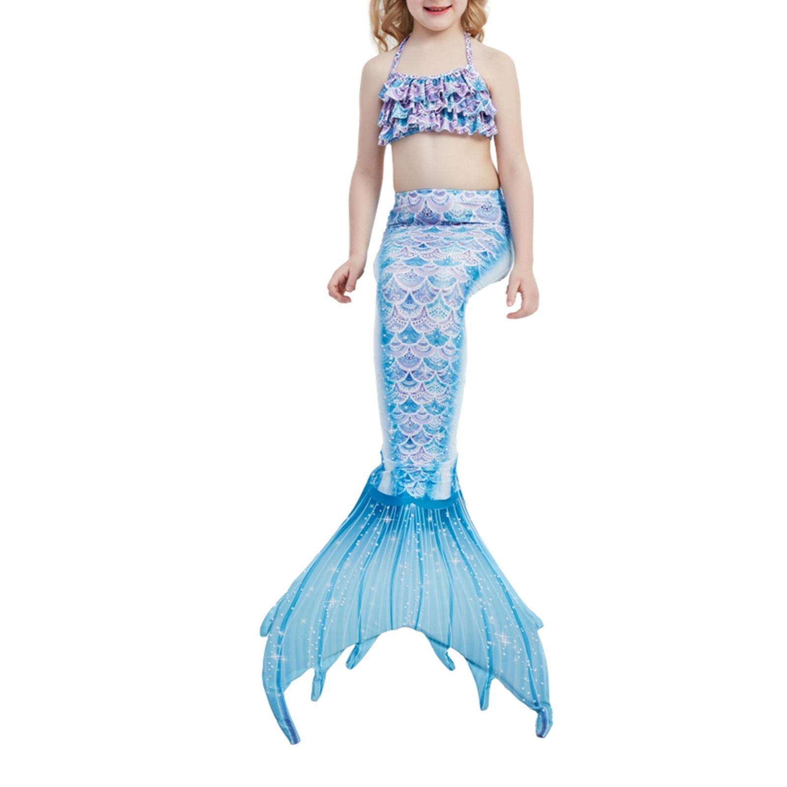Swimming Girls Mermaid Tail Summer Swimming Princess Bikini Bathing Suit Set 140cm
