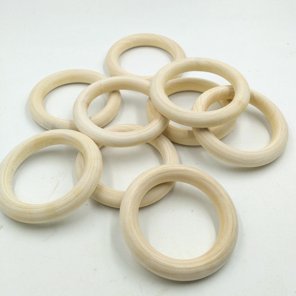 25 Pieces Natural Wooden Rings Natural Wood Craft Ring DIY Jewelry Findings
