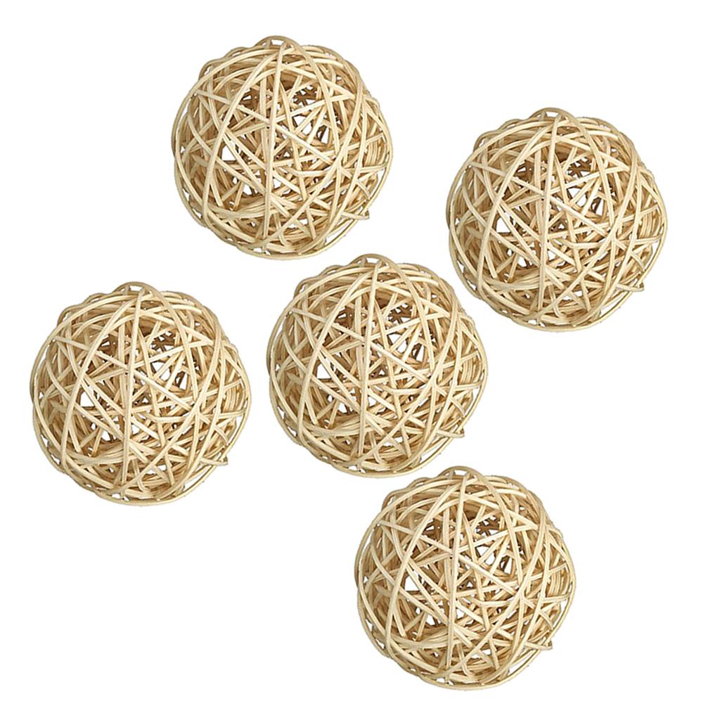 5Pcs 7cm Wicker Rattan Vine Ball DIY Ornaments Craft Embellishment burlywood