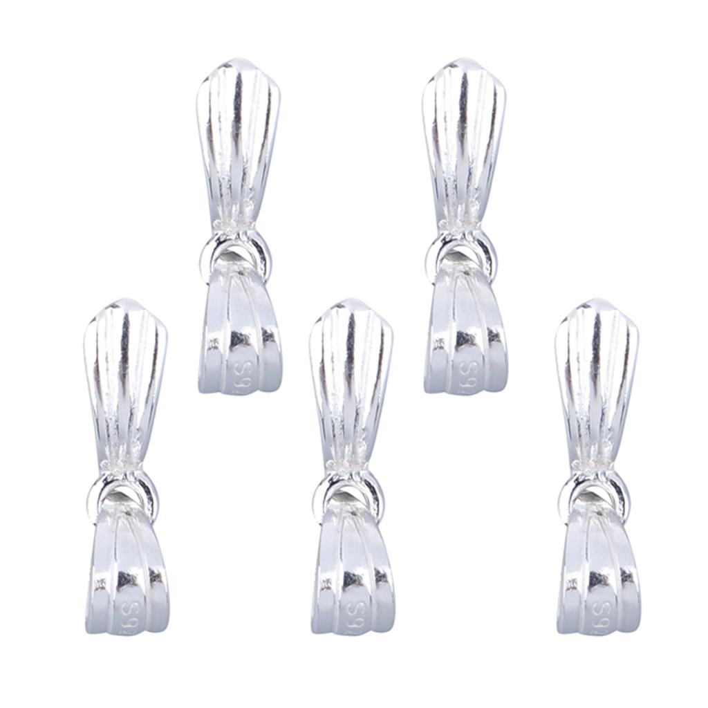 925 Sterling Silver Pinch Clip Bail Clasp Charm Pendant Connector DIY