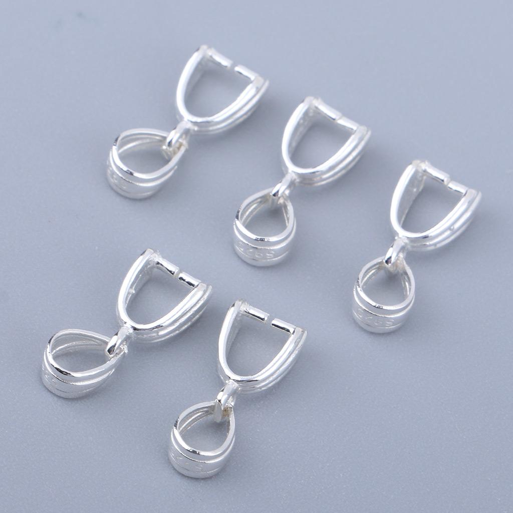 5pcs Sterling Silver Clasp Pinch Clip Bail Pendant Connector Jewelry