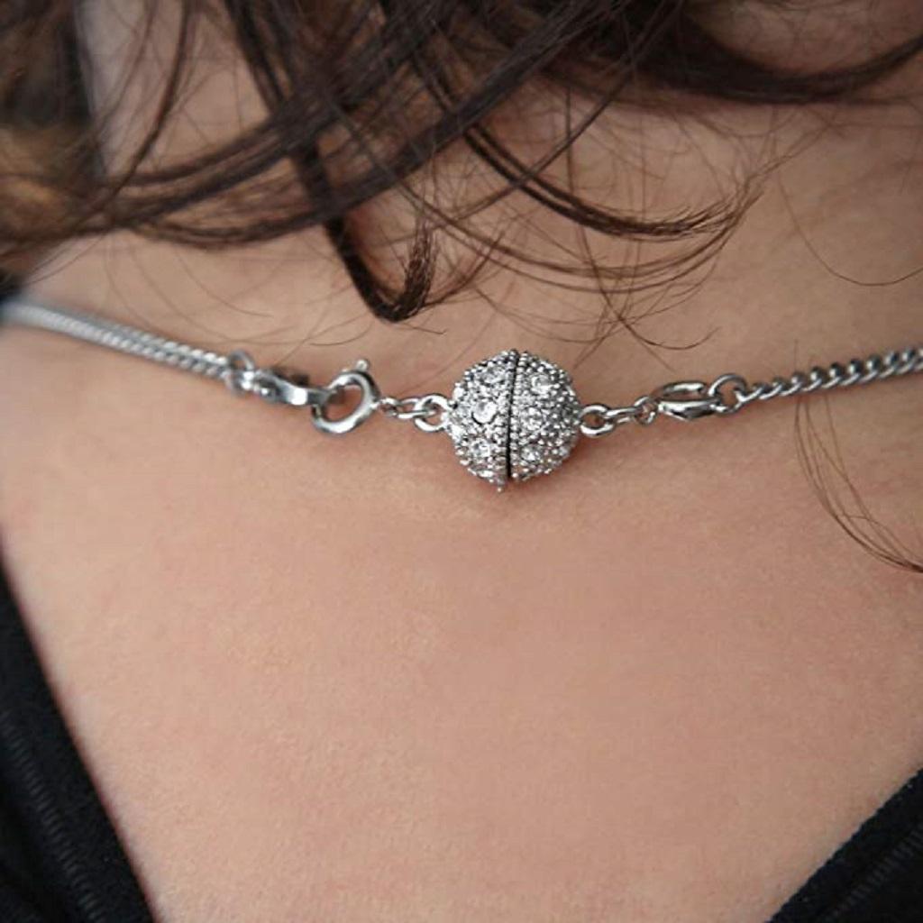 2 Pieces Ball Rhinestone Lobster Magnetic Clasps Jewelry Making DIY Findings