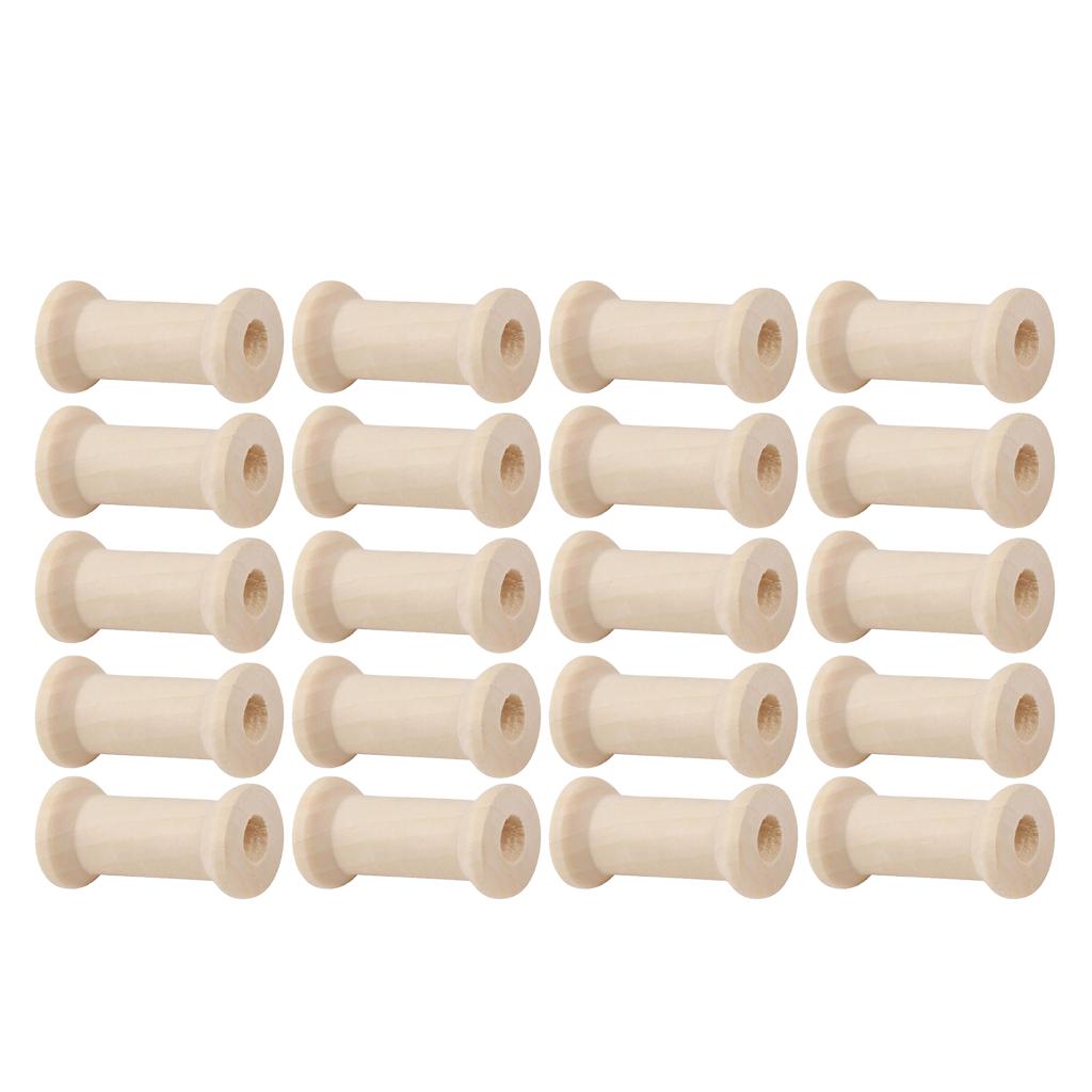 20pcs Wooden Bobbins Thread Spools Cross Stitch Sewing Floss Storage 48x23mm