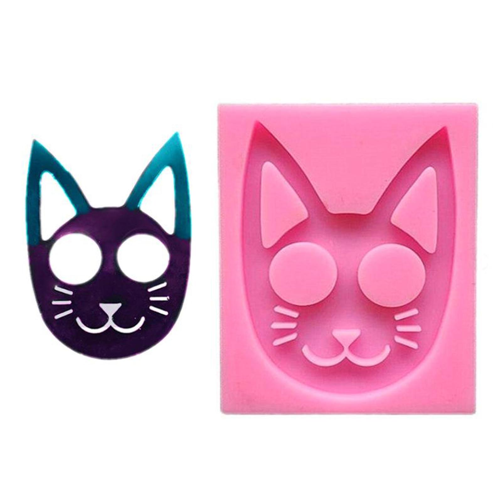Square Cat Keychain Mold DIY Silicone Mould Resin Epoxy Jewelry Mold Pink