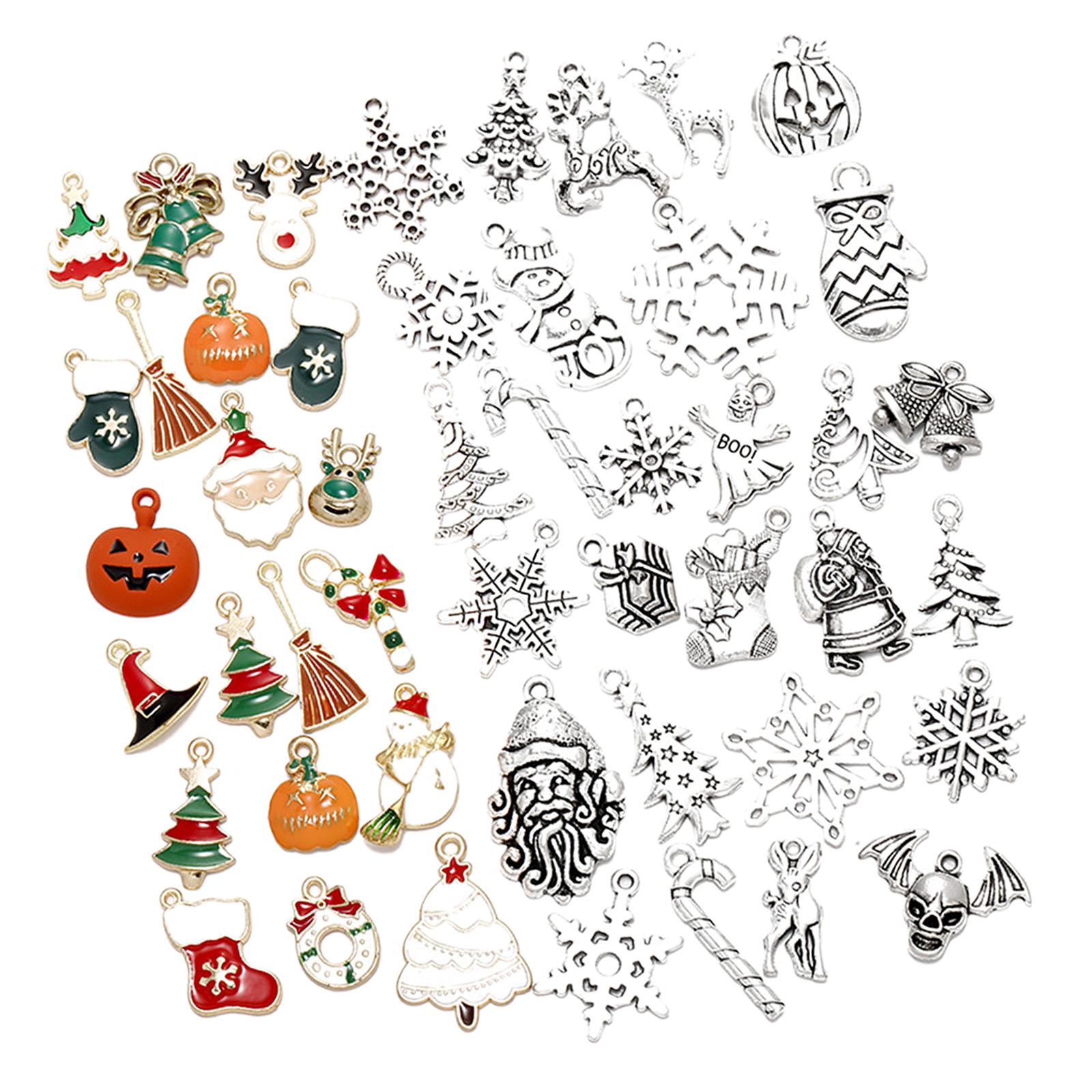 47pcs Mixed Style Christmas Charms Antique Alloy Pendants Jewelry Making