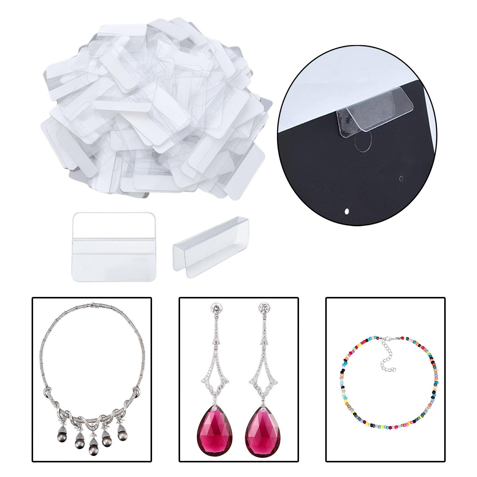 100Pcs Earring Card Adapters Adhesive Lip Clear for Necklace Card Girls