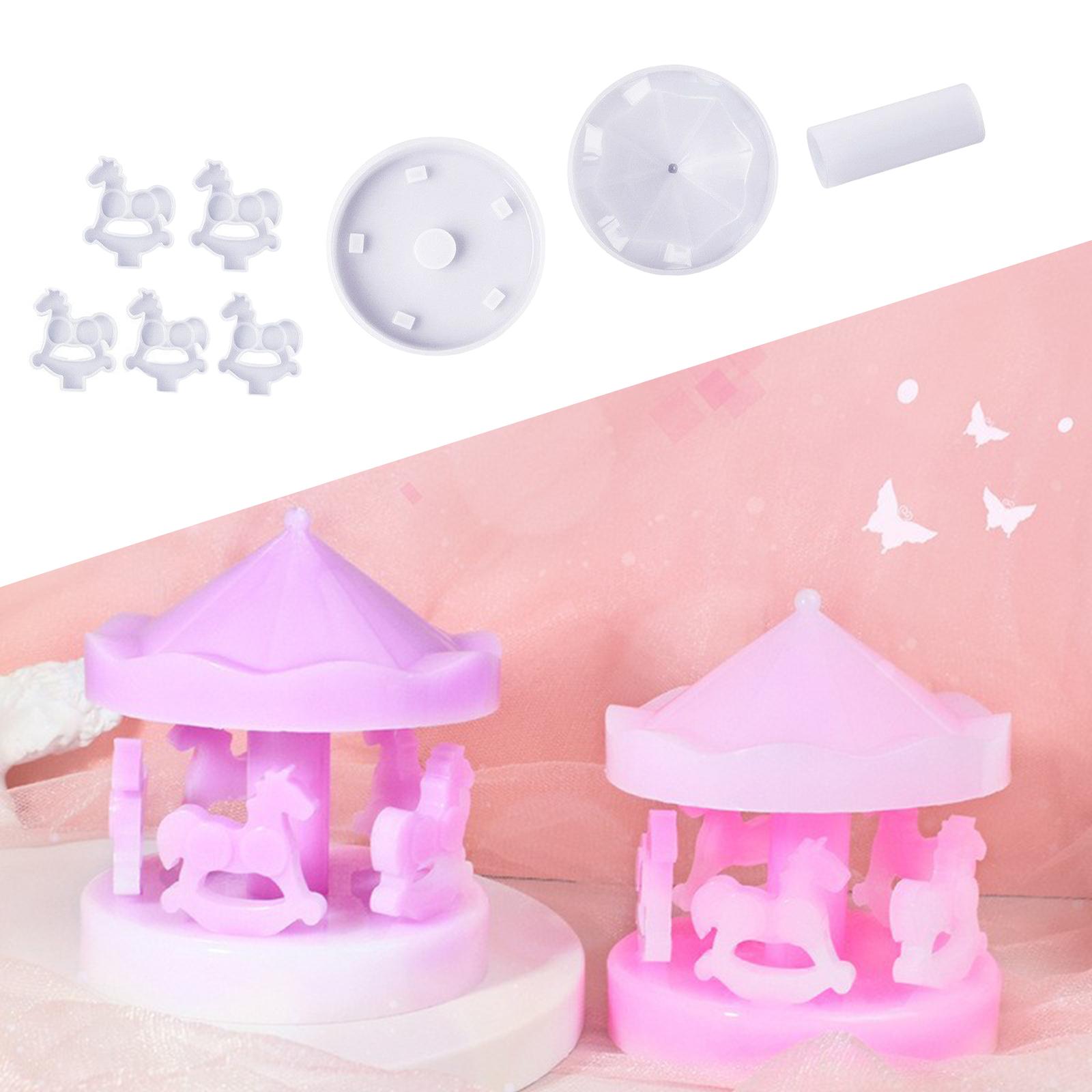 Silicone Carousel Mold Statue Epoxy Resin Polymer Clay Candle Moulds