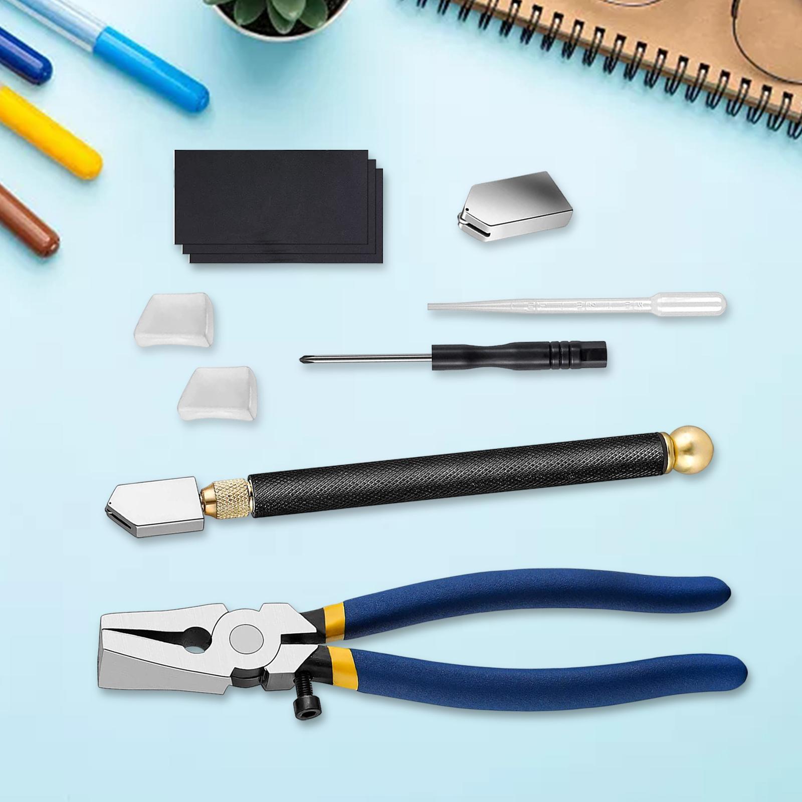 10Pcs Glass Cutting Tool Kit for Breaking Fusing Stained Glass