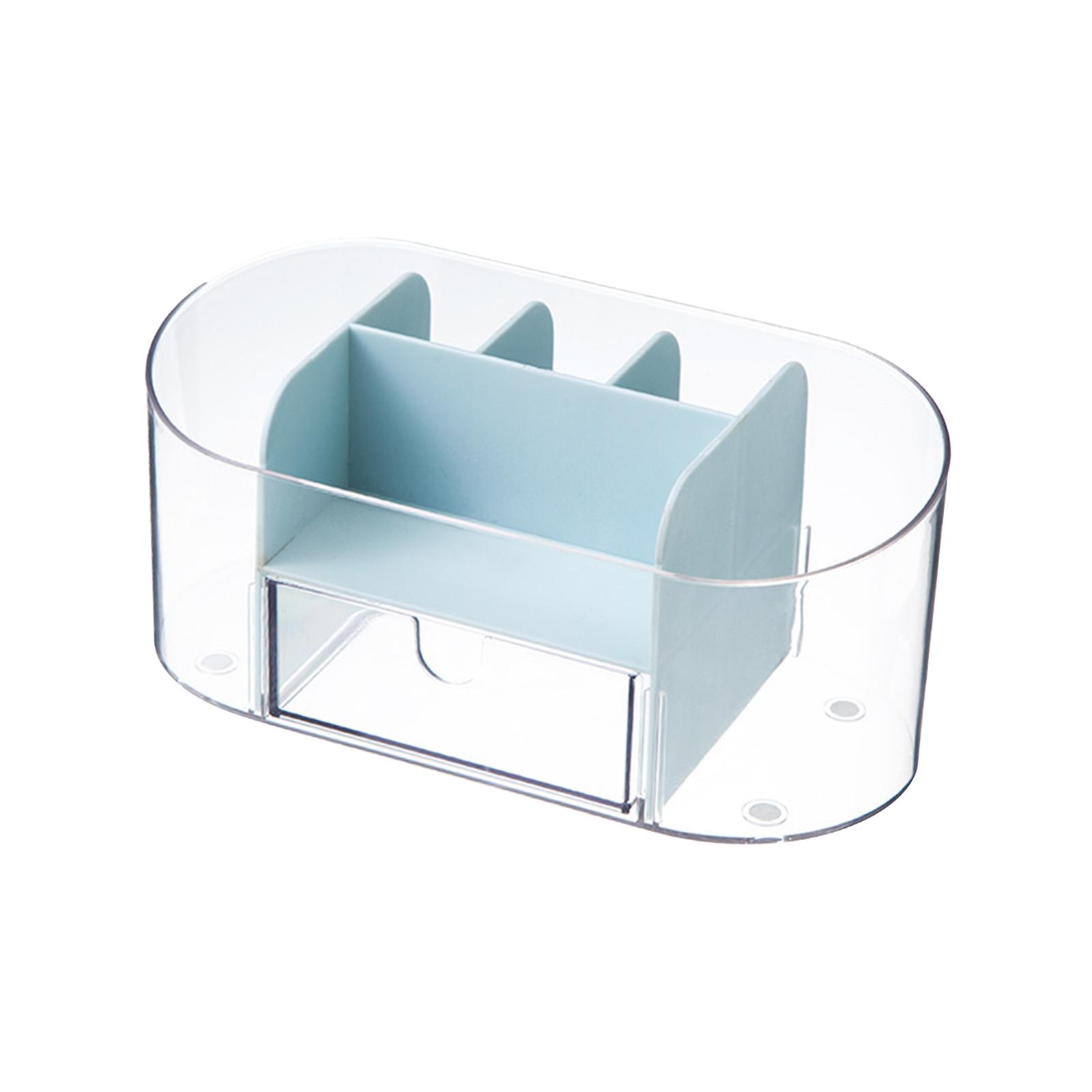 Desktop Makeup Organizer Transparent Drawer Cosmetics Storage Box 19x9x8.5cm Blue